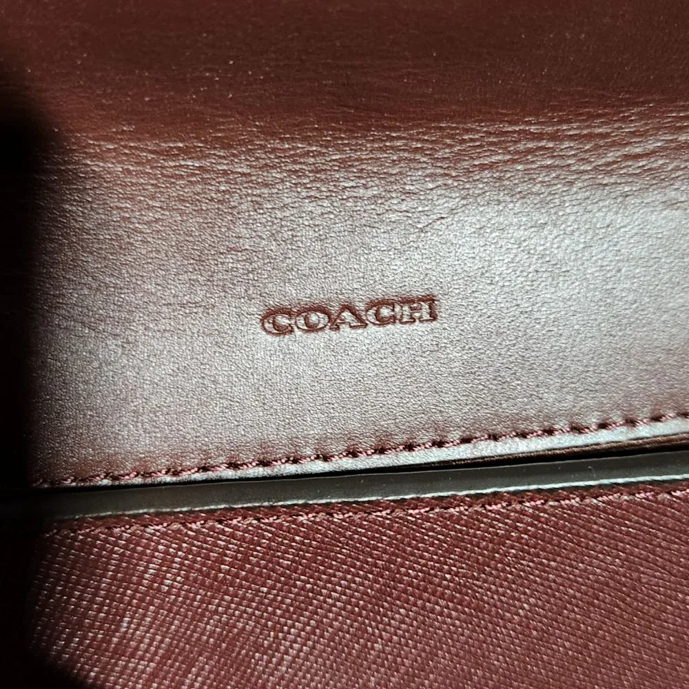 Coach Crosstown Colorblock Leather Crossbody Bag Burgundy - Picture 11 of 12